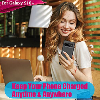 Battery Case for Samsung Galaxy S10+ Plus, 5000mAh Rechargeable Extended Battery Charging Case, Add 150% Extra Juice (6.4 Inches) Black