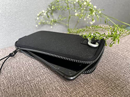 OneJoy Neoprene Phone Pouch, Lightweight Protective Cellphone Sleeve with Large Zipper Opening, Inner Pocket, Thermal Insulated, Durable Cell Phone Carrier for iPhone & Smartphones [ Black ] - color: Black