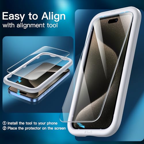 JETech Screen Protector for iPhone 15 Pro Max, 2+2 Pack - size: iPhone 15 Pro Max