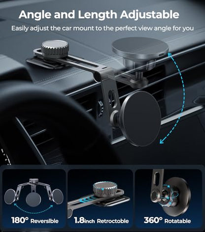 Tesla Phone Mount Qi2 Charger for iPhone MagSafe 【Hidden Foldable Design】 15W Wireless Charging, Universal Car Magnetic Dashboard Phone Holder, Tesla Model 3/Y/Cybertruck Accessories - size: Screen+Charger