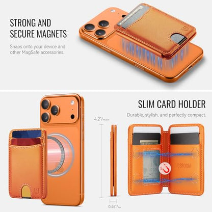 for Magsafe Wallet Magnetic RFID Blocking Card Holders, Orange - color: Orange