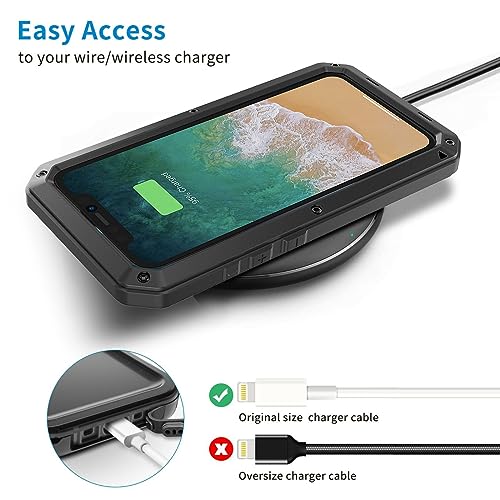 for iPhone 13 Pro Max Case,360 Full Body Protective Cover Heavy Duty Shockproof Tough Armour Aluminum Metal Case with Silicone Built-in Screen Protector for iPhone 13 Pro Max 6.7" - Black - color: Black