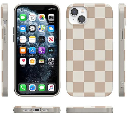 Casely iPhone 14 Plus Case | Fit Check | Neutral Checkerboard | Compatible with MagSafe | Classic Ultra Slim Design - color: Fit Check | Neutral Checkerboard Checkered