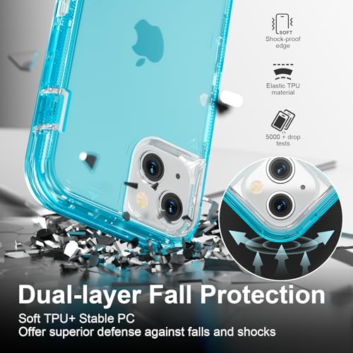 Follaroma for iPhone 13 Case, Heavy Duty Shockproof Protection Phone Cases, Anti-Drop, Dual Layer Transparent Protective Cover Compatible with iPhone 13, 6.1 inch, Crystal Blue - color: Blue, size: iPhone 13 6.1’