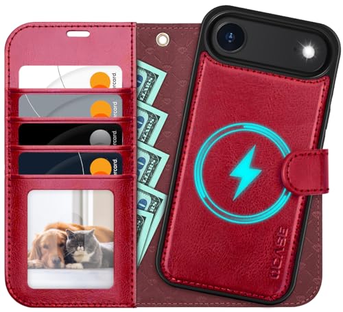 OCASE for iPhone Air Detachable Wallet Case with Card Holder, 2 in 1 PU Leather Flip Folio with RFID Blocking Stand Wrist Strap Shockproof Phone Cover 6.5 Inch 2025, Red - color: Red, size: iPhone Air