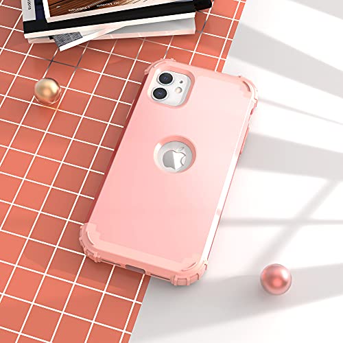 IDweel for iPhone 11 Case with Screen Protector(Tempered Glass), Hybrid 3 in 1 Shockproof Slim Fit Heavy Duty Protection Hard PC Cover Soft Silicone Bumper Full Body Case,Rose Gold - color: Rose Gold