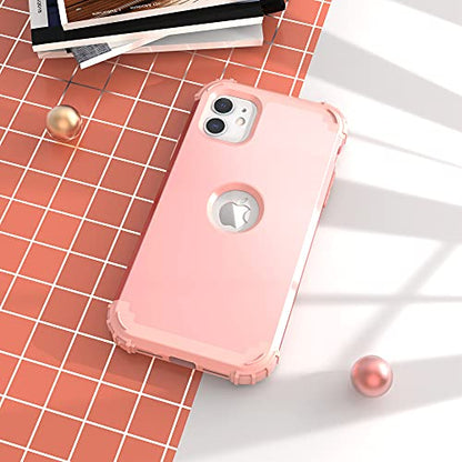 IDweel for iPhone 11 Case with Screen Protector(Tempered Glass), Hybrid 3 in 1 Shockproof Slim Fit Heavy Duty Protection Hard PC Cover Soft Silicone Bumper Full Body Case,Rose Gold - color: Rose Gold