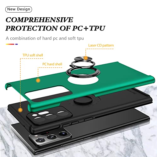 for Note 20 Ultra Case, Samsung Galaxy Note 20 Ultra Case with Self Healing Flexible TPU Screen Protective [2 Pack], Military Grade Invisible Kickstand Case for Samsung Note 20 Ultra 5G-Green - color: YX-Green