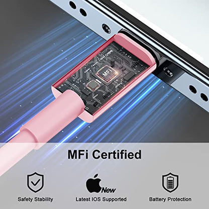 2Pack for iPhone14/13/12 Fast Charger Cable Pink 6ft[Apple MFi Certified] - color: Pink, size: 6 feet
