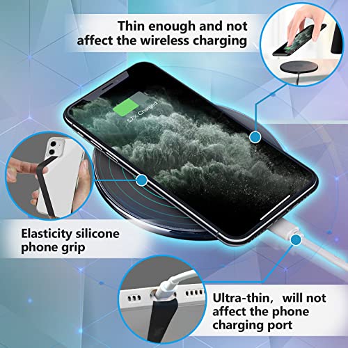 UKON Silicone Phone Grip,2 PCS Phone Strap Reusable Finger Holder with Three Short Silicone Strips DIY Combination to Fit 4.5"-7.5" Phone Case for Travel Shopping Office(Black+Black)