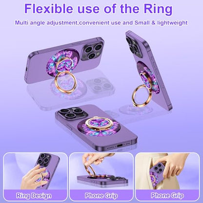 Magnetic Phone Ring Holder for MagSafe Grip,[Super Magnet],Stylish 360° Rotation Cell Phone Grip Stand Finger Ring Kickstand for iPhone 17 16 15 14 Pro Max,iPad and Smartphones,Purple - color: Purple