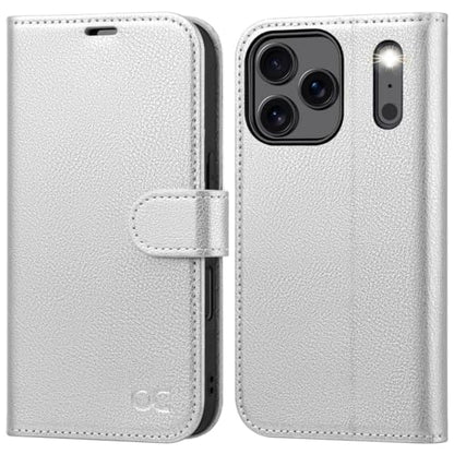 OCASE Compatible with iPhone 17 Pro Wallet Case, PU Leather Flip Folio Case with Card Holders RFID Blocking Kickstand [Shockproof TPU Inner Shell] Phone Cover 6.3 Inch 2025, Silvery - color: Silvery