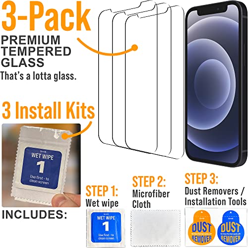 Scooch® Tempered Glass Multipack for iPhone 12 Mini, 3 Screen Protectors and 2 Camera Lens Protectors, Premium 9H Tempered Glass, Anti-Scratch, Anti-Fingerprint, Impact Resistant - size: iPhone 12 Mini