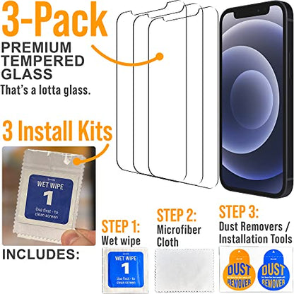 Scooch® Tempered Glass Multipack for iPhone 12 Mini, 3 Screen Protectors and 2 Camera Lens Protectors, Premium 9H Tempered Glass, Anti-Scratch, Anti-Fingerprint, Impact Resistant - size: iPhone 12 Mini