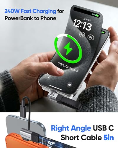 90 Degree USB4 Cable Short 5in Right Angle USB C Cable - size: 5.5IN