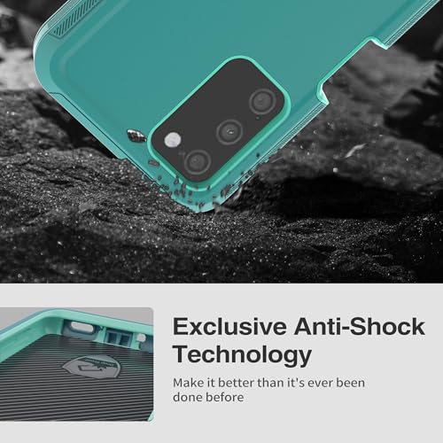 for Samsung Galaxy A03S Case, Heavy Duty Protective Case with [3 in 1] Rugged Rubber Shockproof Protection Cover for Galaxy A03S(Blue/Azure) - color: Blue/Azure