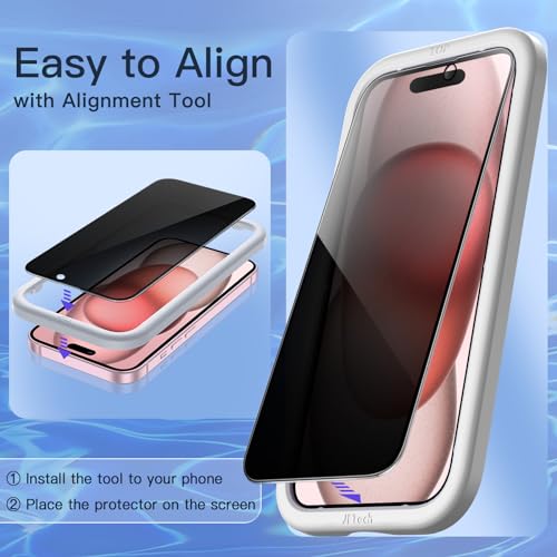 JETech Privacy Screen Protector for iPhone 15, 2-Pack - size: iPhone 15
