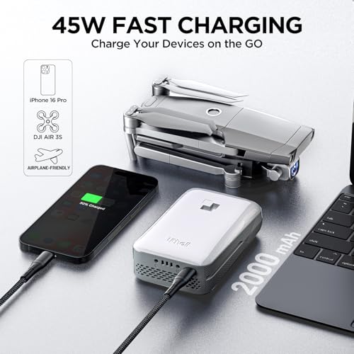 LiTHELi Portable Charger 2 * 2.0Ah Lithium Batteries 45W Max Power Bank, Suit for All U20 Power Tools and Outdoor Power Equipment(2 Packs) - color: WHITE-SE-2.0-DOUBLE