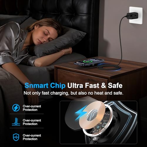 25W Magnetic Wireless Charger for Samsung Galaxy S26 Ultra/S26 Plus/S25/S24/S23/S22/S21/S20 Plus/Magnetic MagSafe Fast Charging Pad for iPhone 17 Pro Max/17e/16/15/14/13/12 Series/AirPods 4/3/2/Pro - color: Black