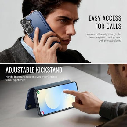 for Galaxy S25 Plus Slim Wallet Case Wireless Charging, Deep Blue - color: Deep Blue, size: Samsung Galaxy S25 Plus