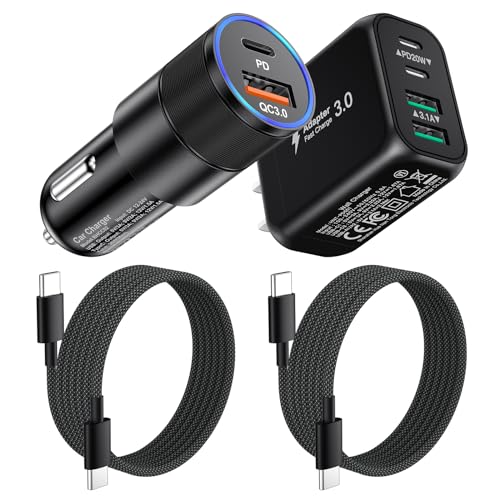 Type C Wall Charger,38W Dual-Port USB C Car Charger with 6ft USB C Cable