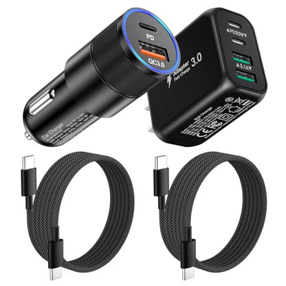 Type C Wall Charger,38W Dual-Port USB C Car Charger with 6ft USB C Cable