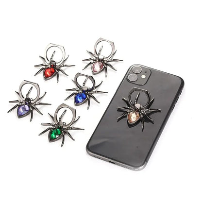 Spider Shape Mobile Ring Holder Stand, 360 Degree Rotation Universal Spider Finger Kickstand with Polished Metal Phone Grip for Cell Phone (Blue) - color: Blue