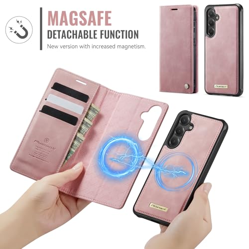 for Samsung Galaxy S26 5G 2in1 Detachable Wallet Case, Pink | Compatible with Magsafe, Magnetic, RFID Blocking Card Holder, Shockproof, Kickstand, Wireless Charging, PU Leather Flip Cover - color: (Detachable 2 in 1)-Pink, size: Galaxy S26