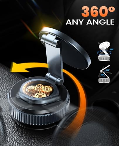 Jononser Suction Phone Mount for Car Dashboard/Windshield - 360°Adjustable Magnetic Phone Holder for Car, Foldable Car Phone Holder for iPhone 17/16/15/14/13/12 Series (Carbon Fiber & Aluminum Alloy)
