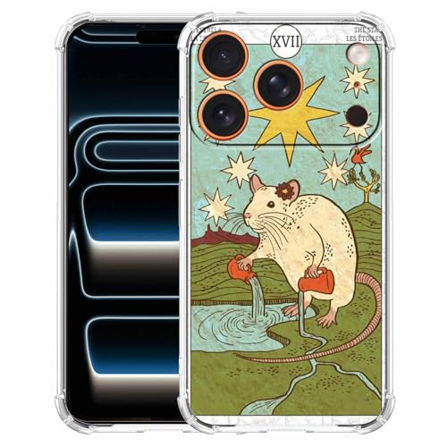 Case for iPhone 17 Pro with Tarot Card Design,Aesthetic Cute Rat Pattern,Trendy Soft TPU Bumper Phone Cover,6.3"(Rat,17Pro) - color: Rat, size: iPhone 17 Pro