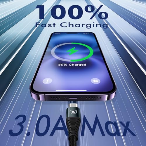 JUKEKUL 66W Braided Coiled USB A to USB C Fast Charging Cable 3FT (2Pack)