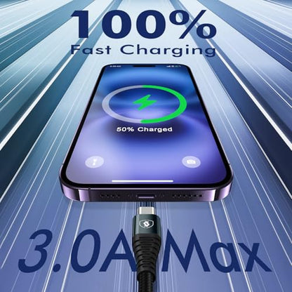 JUKEKUL 66W Braided Coiled USB A to USB C Fast Charging Cable 3FT (2Pack)