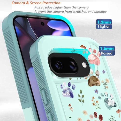 for Google Pixel 9a Case 2025: (Dog Paw/Garden) | Cute Flowers Floral Design, for Girls Women, Slim Soft TPU Bumper, Shockproof Silicone Cell Phone Cover - color: Dog Paw/Garden
