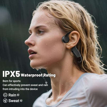 New Waterproof Open-Ear Bone Conduction Headphones - Bluetooth 6.0, 10-Hour Battery Life, Ultra-Light Wireless Headset with Stable Connection, Ideal for Running, Cycling, Workout, Hiking