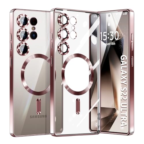 Hurgoer for Samsung Galaxy S22 Ultra Case.Soft TPU Electroplated Frame Cover with Clear Back.Drop Tested Protective Full Body Case.Thin Light Slim【Not Magsafe】 (Rose Gold, S22 Ultra) - color: Rose Gold, size: S22 Ultra