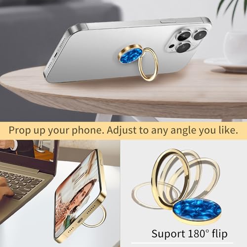 Cell Phone Ring Holder, Cute Phone Ring Grip Stand, 360°Rotation Funny Metal Kickstand Finger Grip Purple Curve Waves - color: Purple Curve Waves