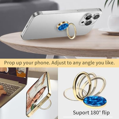 Cell Phone Ring Holder, Cute Phone Ring Grip Stand, 360°Rotation Funny Metal Kickstand Finger Grip Purple Curve Waves - color: Purple Curve Waves
