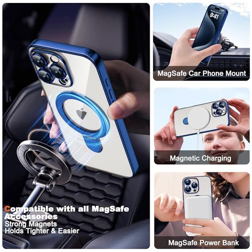 Plating Clear Case for iPhone 15 Pro Max with Stand 6.7", Blue - color: Blue, size: Iphone 15 Pro Max