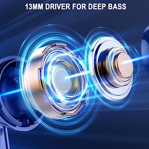 Wireless Earbuds, Bluetooth 5.4 Ear Buds, LED Power Display, 6D Bass Stereo - color: Dark Blue
