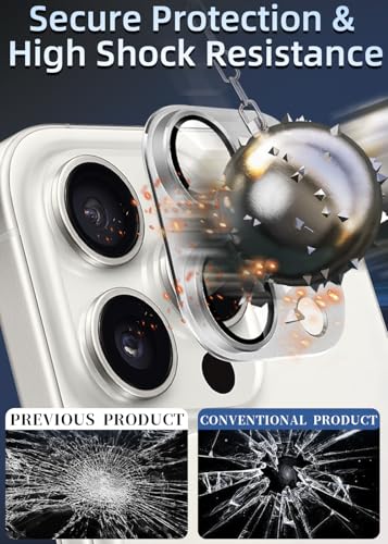 ZXZone for iPhone 16 Pro/iPhone 16 Pro Max Camera Lens Protector, Strong Adhesion Aluminum alloy & Sapphire Glass material [Drop Protection] 9H Tempered Glass Camera Cover screen Metal Ring Case Friendly Scratch Resistant Easy to Install (Silver) - color:
