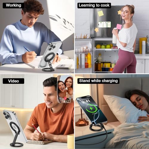 Magnetic Phone Ring Holder with Magsafe, Double Adjustable Finger Ring Grip - color: Black1