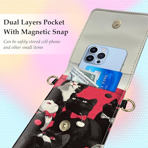 Small Crossbody Bags for Women Touchscreen Cell Phone Bag Cross Body Purses with adjustable Strap,Gifts For Teenage Girls - color: Cats With Pink Bow