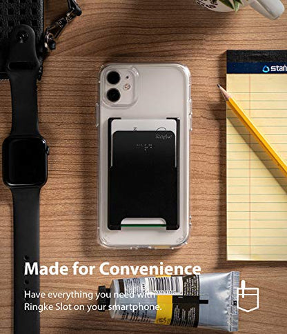 Ringke Slot Card Holder for Phone Case, Business Card Holder for Back of Phone, ID Credit Card Holder Stick on for Women Men, Phone Wallet Compatible with iPhone, Galaxy, and Pixel - Black - color: Black