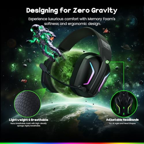 WESEARY Wireless Gaming Headset for PS5, PS4, PC, Switch| 20ms Low Latency - color: Aurora Black