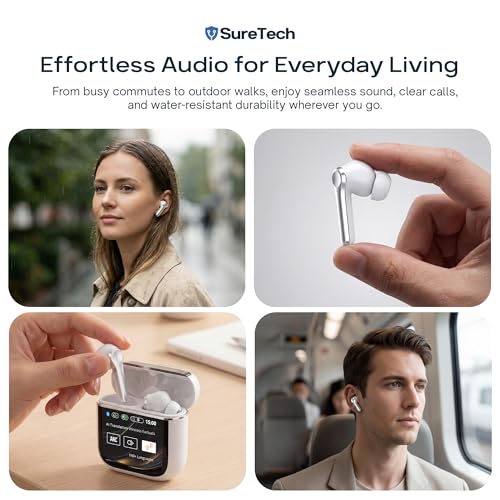 ANC Noise Cancelling Earbuds, Bluetooth 6.0, 60H Battery, White