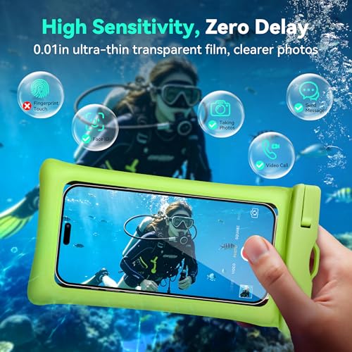 Floating Waterproof Phone Pouch 2 Pack - Dual Floatable Airbags Up to 7.2", IPX8 Waterproof Phone Dry Bag with Lanyard for Beach, for iPhone 17 16 15 Samsung Galaxy Etc., Pink + Green - color: Pink + Green
