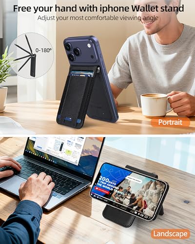 for Magsafe Wallet with Money Clip, Works with Apple Find My, 8 Card Holder - color: Classic Black