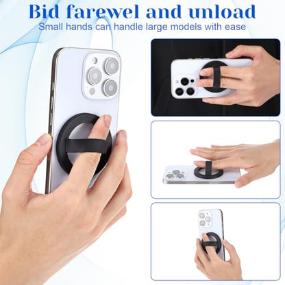 Magnetic Silicone Ring Grip Phone Holder Rotating Finger Loop Ring Grips Holder Soft Portable Magnetic Phones Loops Removable Silicone Loop Grip Compatible with Phone Case Back of Phones