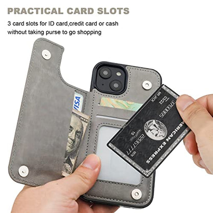 ONETOP for iPhone 14 Wallet Case with Credit Card Holder,Gray - color: Gray