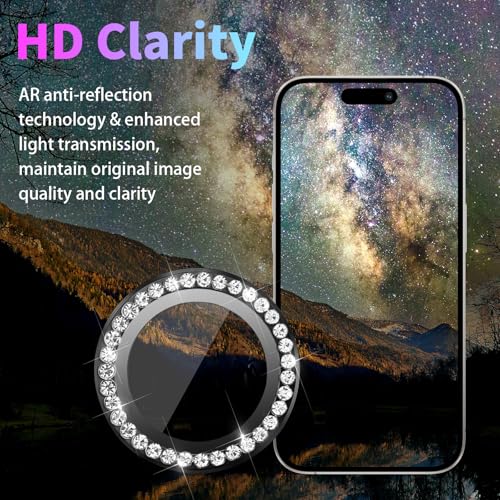 Camera Lens Protector for iPhone 14 Pro/14 Pro Max, Diamond Black - color: Diamond Black